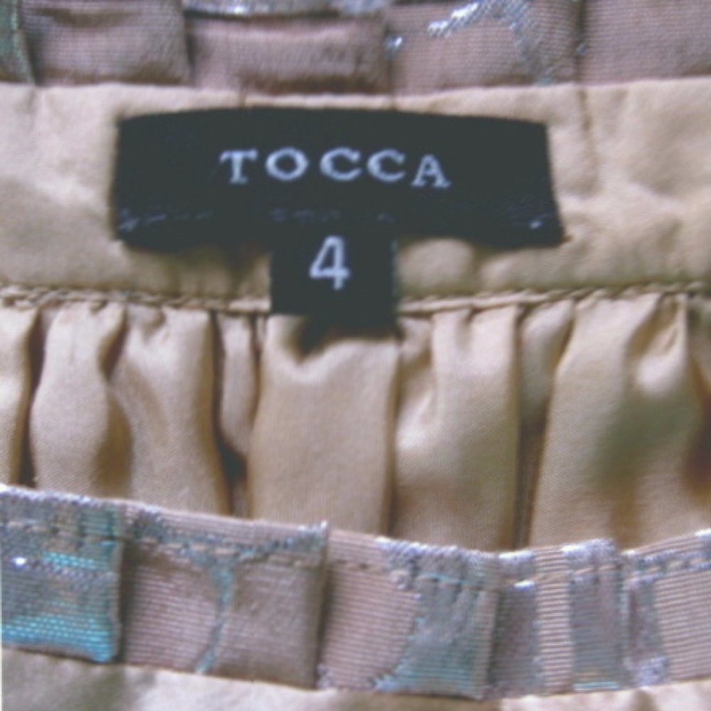 Dressy full skirt 4 Gold Silver Metallic Silk lining Very light wool bl Tocca - Picture 5 of 5